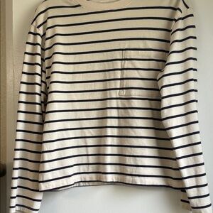 Abercrombie & Fitch Cream and Black Striped Top